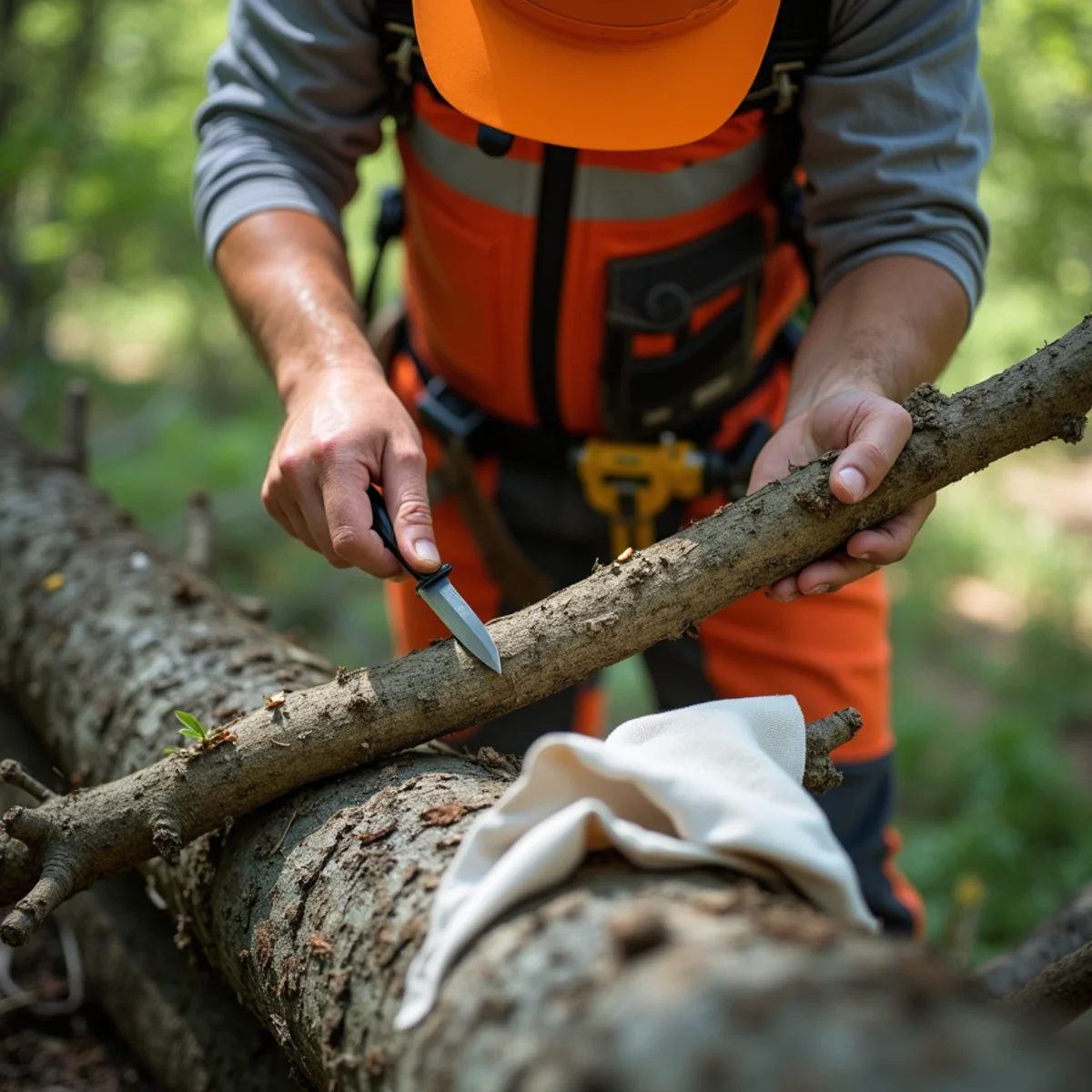 Field arborist inspection for freeze damaged trees texas