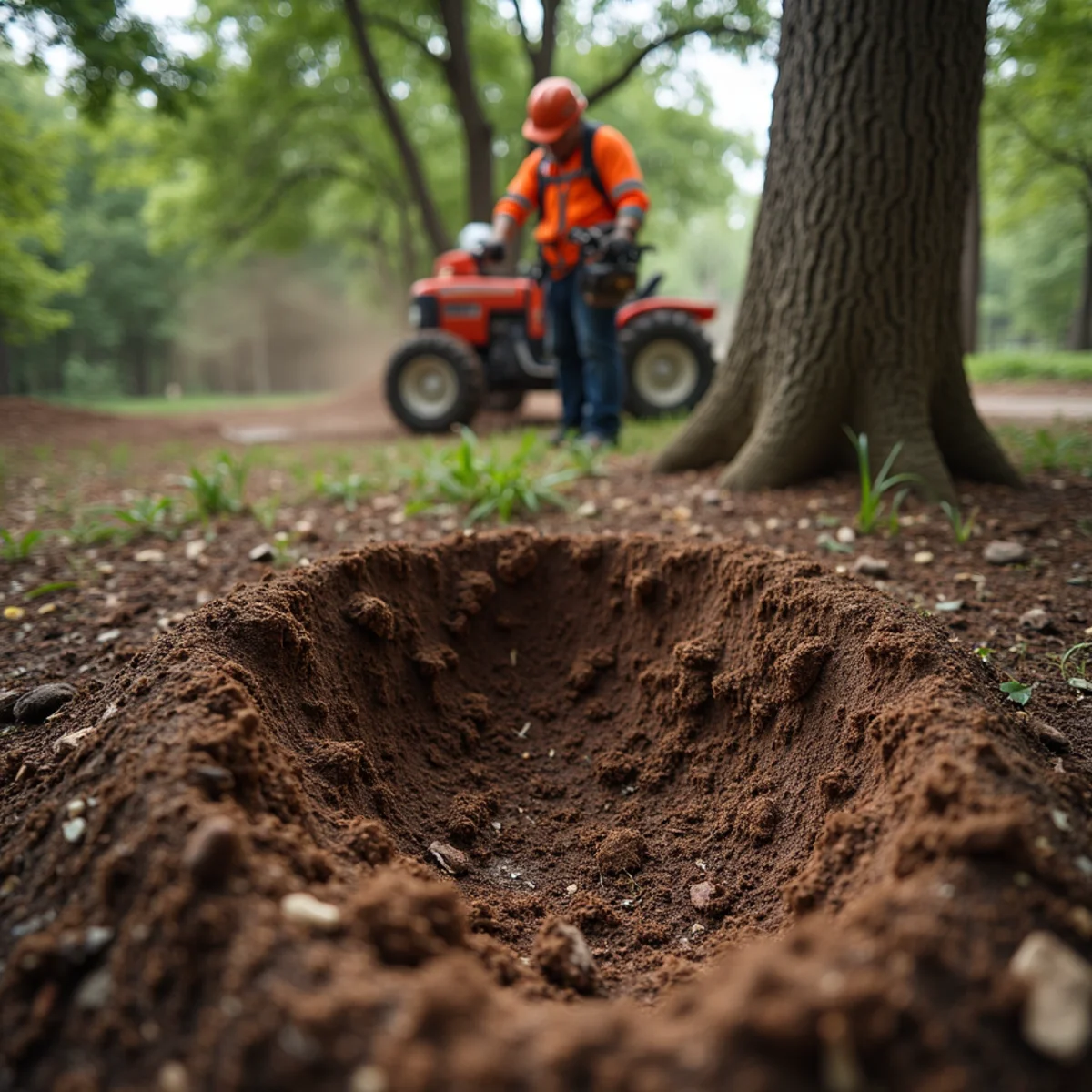 Field arborist inspection for planting after stump grinding