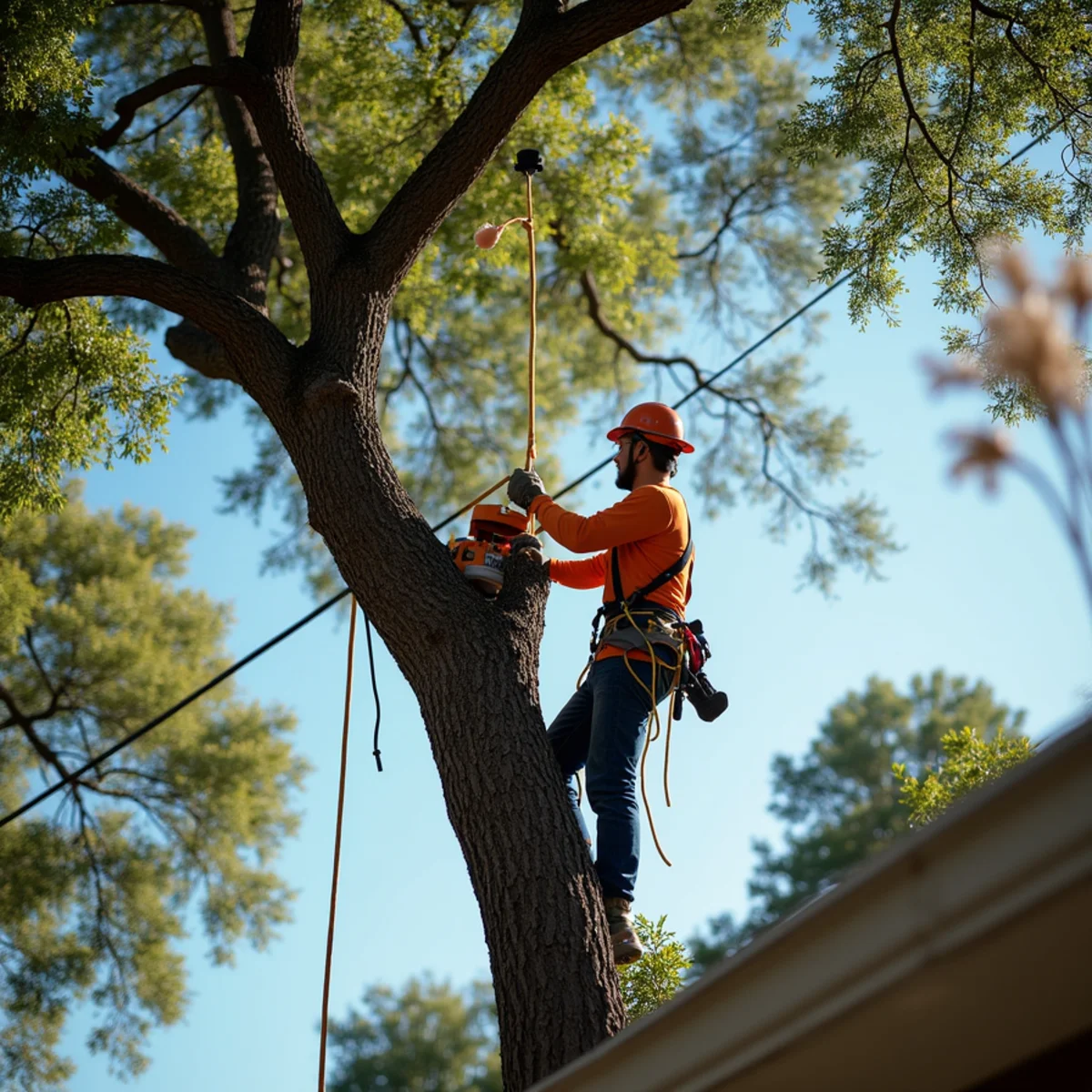 Clean lawn and restored property after prepare trees for storm