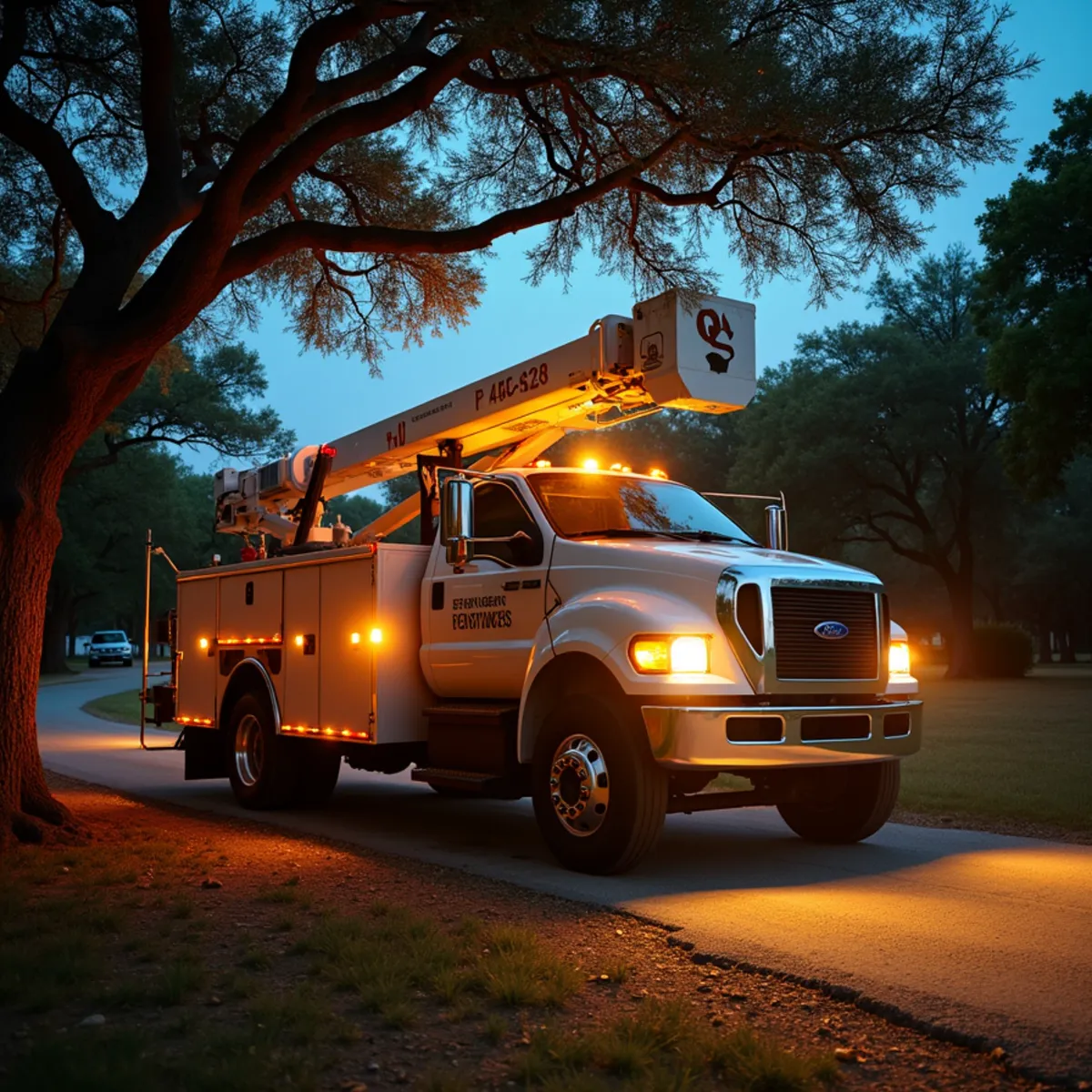 Austin emergency tree service vehicle mobilizing for rapid dispatch