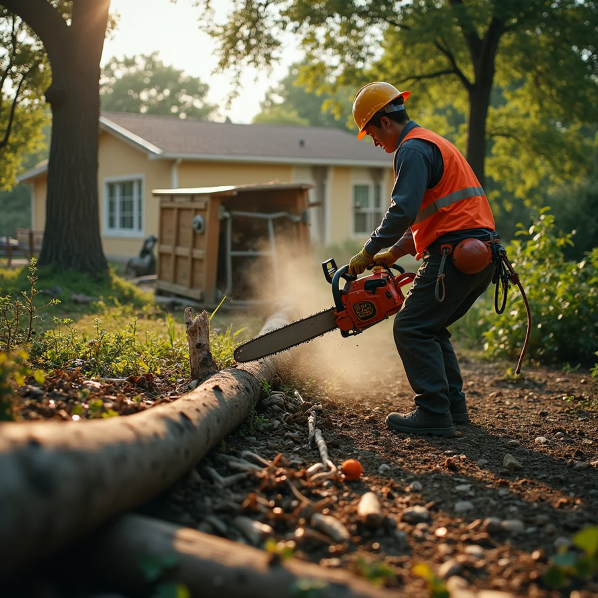 Emergency storm debris chipping and yard cleanup in Del Valle TX