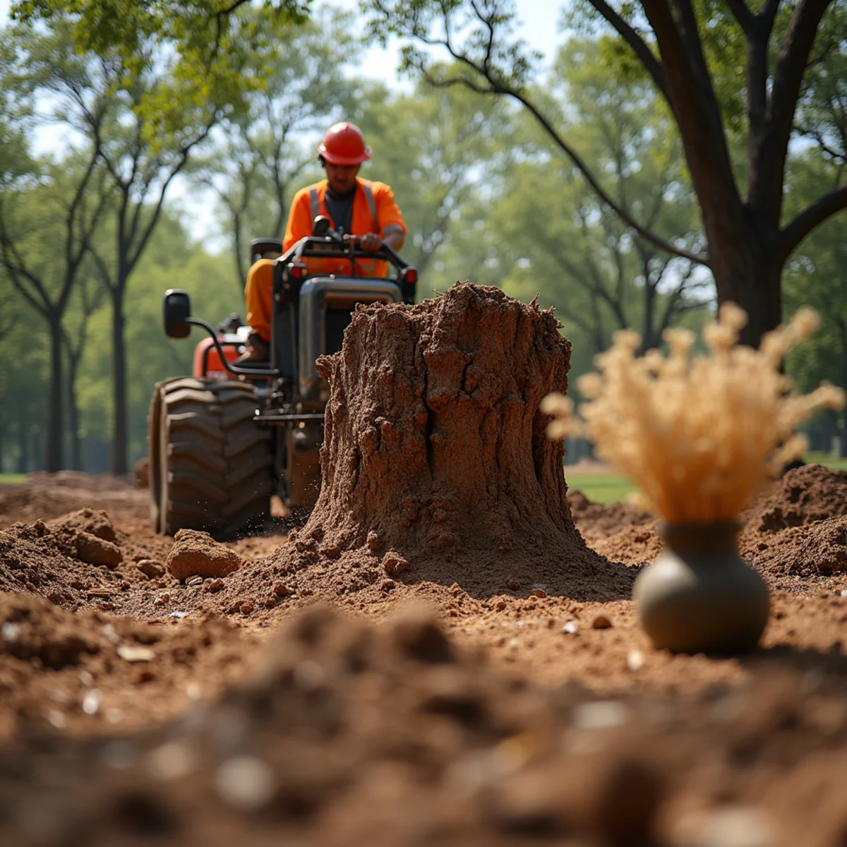 Stump grinding and clean backfill on Hays County property