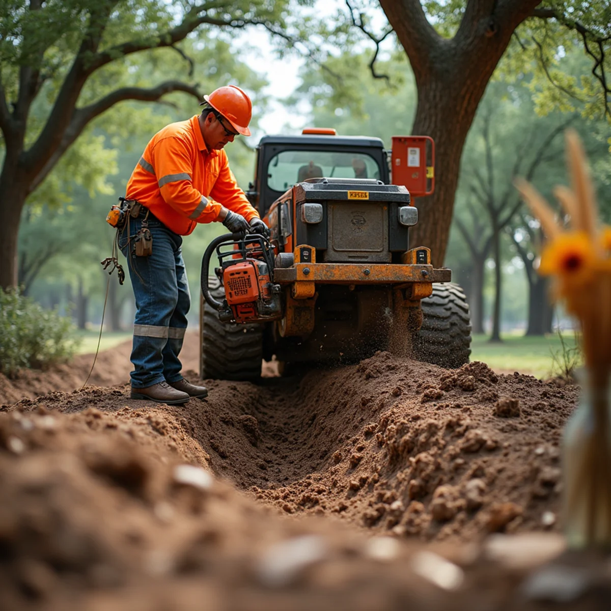 Stump grinding and clean backfill on Kyle property