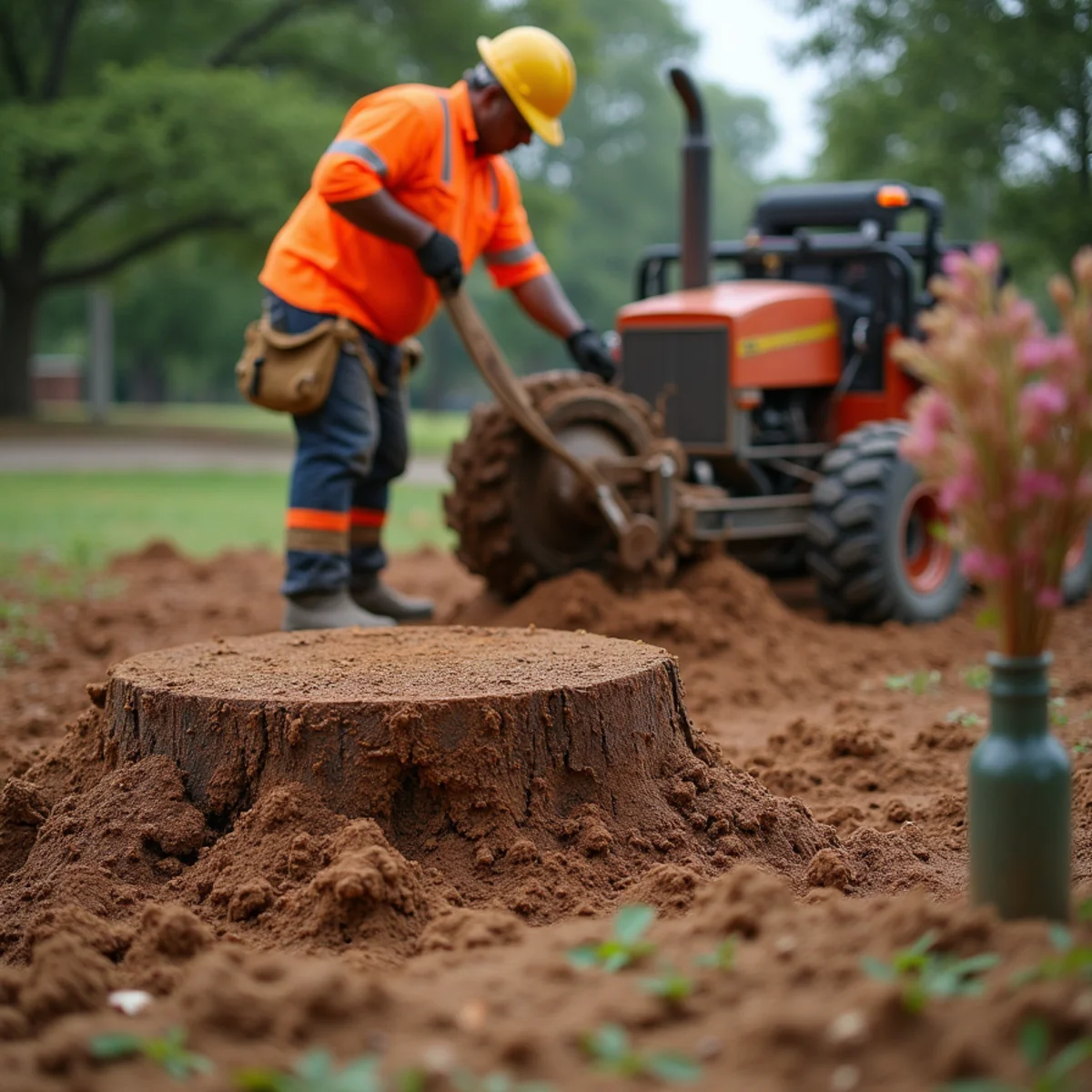 Stump grinding and clean backfill on Lockhart property