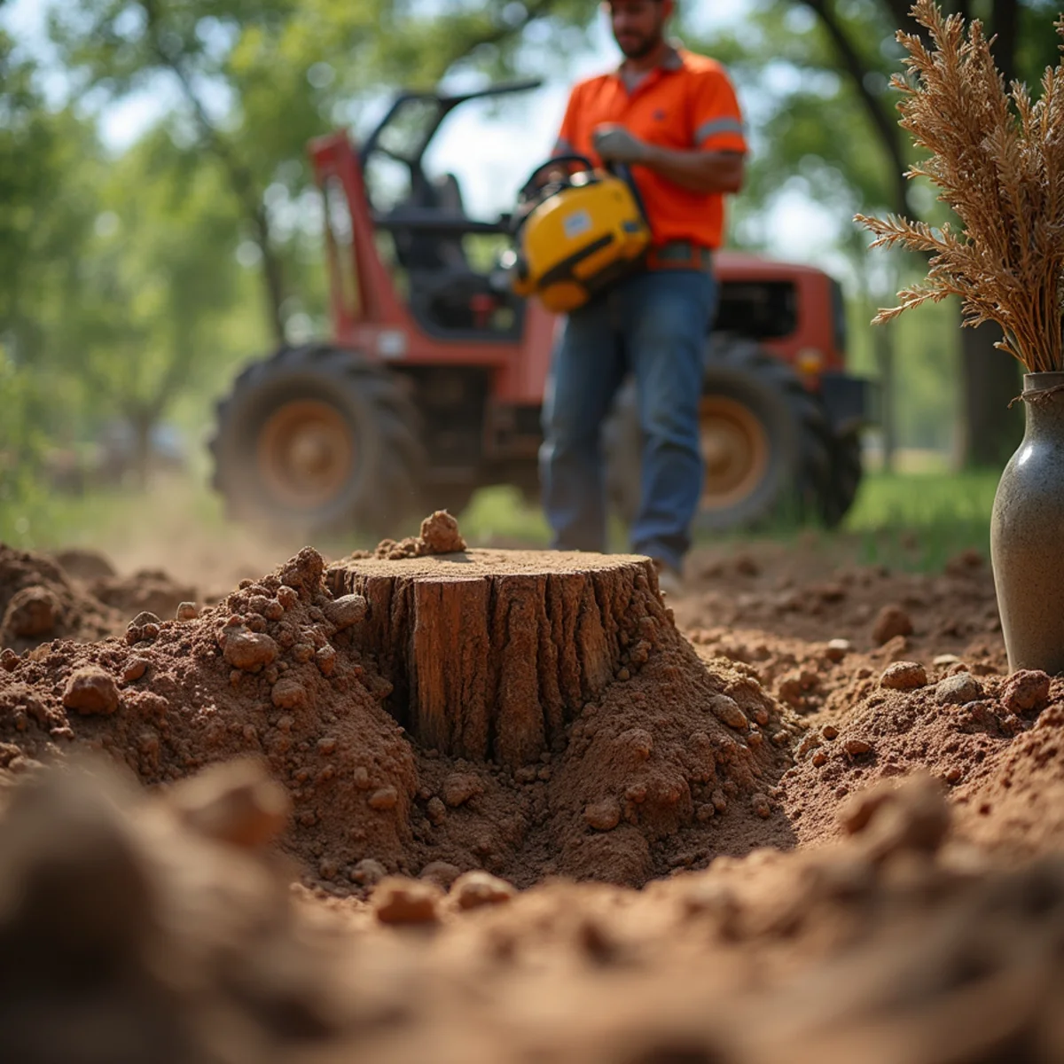 Stump grinding and clean backfill on Manor property