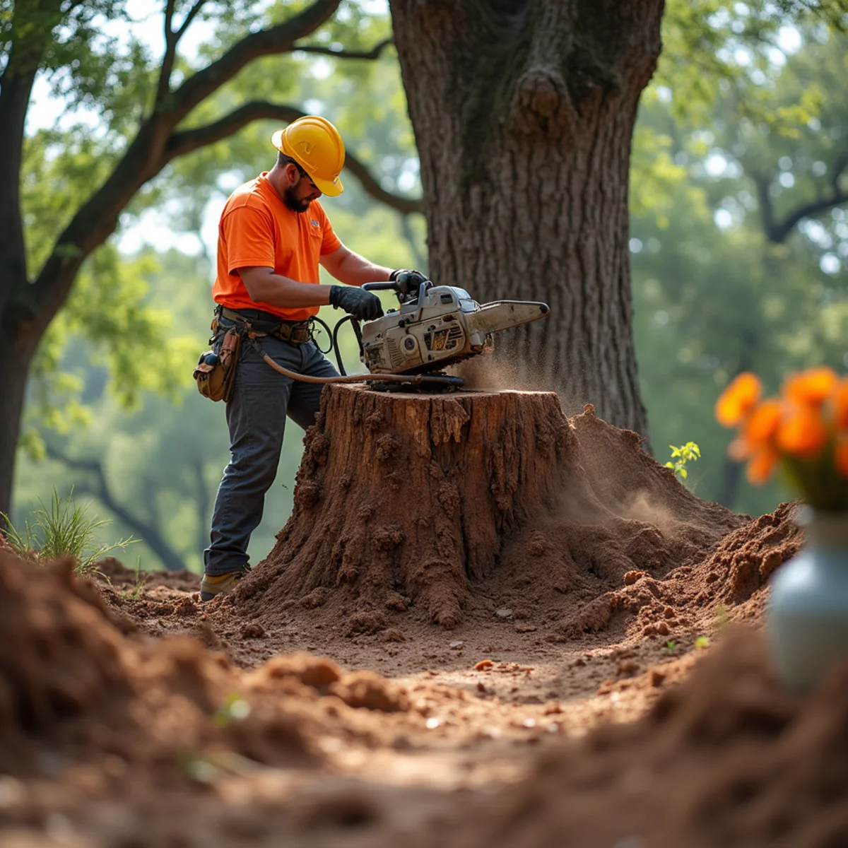 Stump grinding and clean backfill on San Marcos property