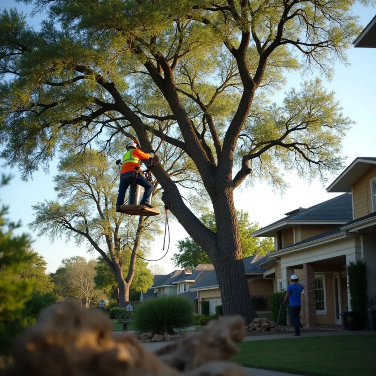 Tree removal and crane rigging in Shady Hollow TX