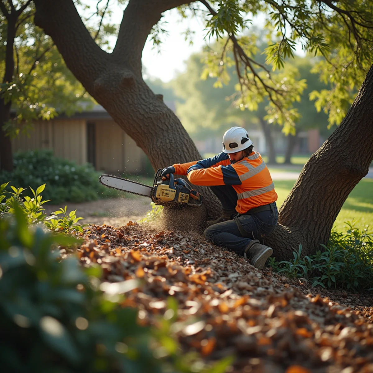 Emergency storm debris chipping and yard cleanup in West Lake Hills TX
