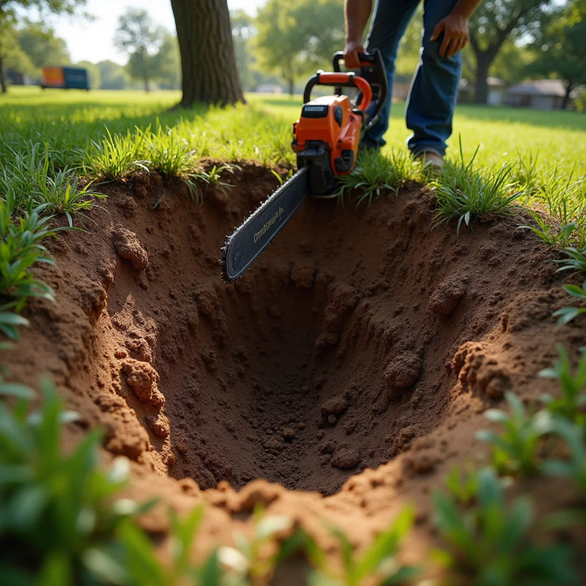 Restored yard and lawn after uprooted tree & root ball removal
